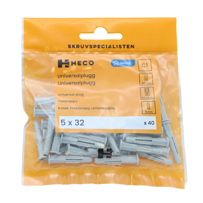Universalplugg 5 x 32 mm 40-pack Heco